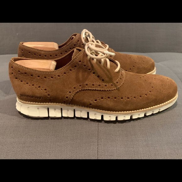 Cole haan zerogrand brown wingtip oxford nubuck lace up Clearance
